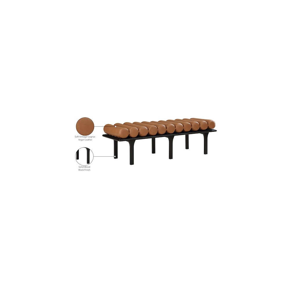 Landon Cognac Vegan Leather Bench. Picture 9