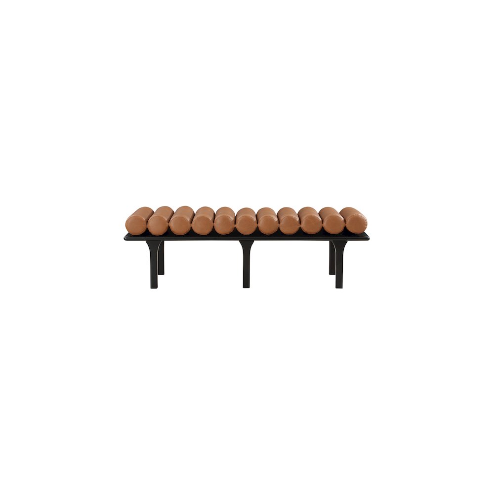 Landon Cognac Vegan Leather Bench. Picture 4