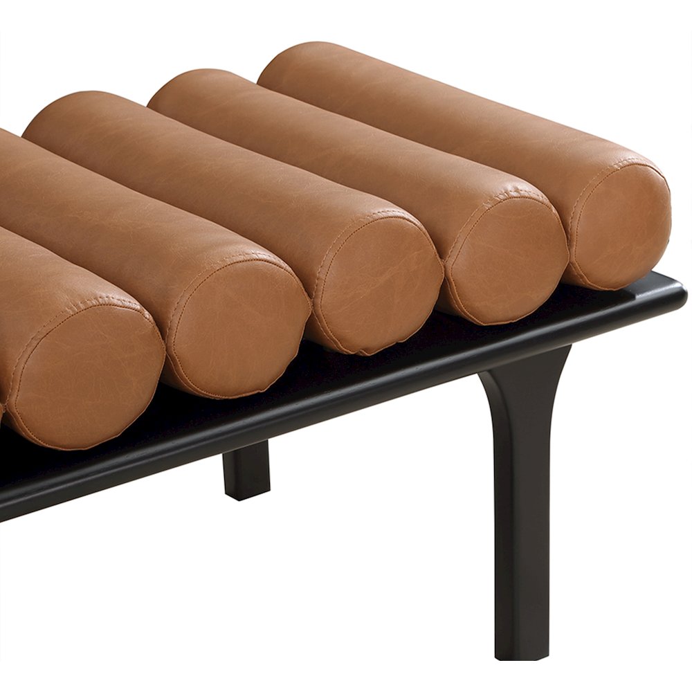 Landon Cognac Vegan Leather Bench. Picture 6