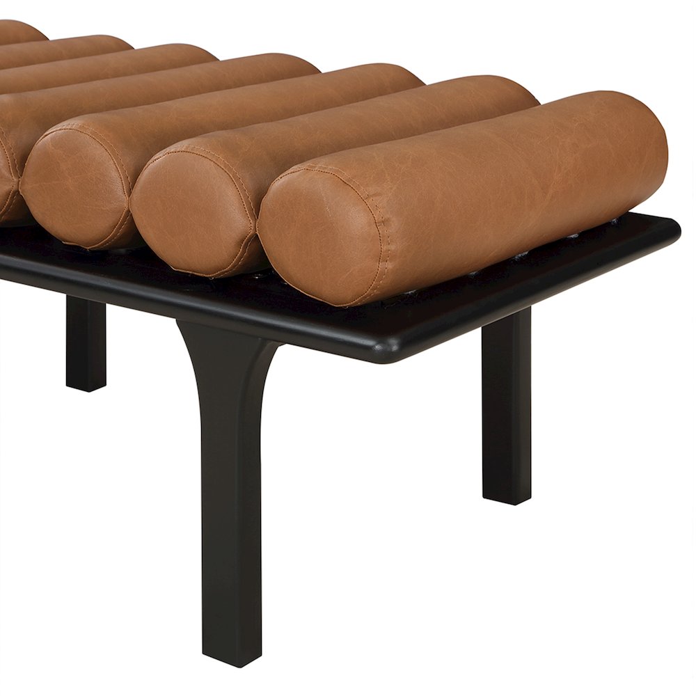 Landon Cognac Vegan Leather Bench. Picture 7