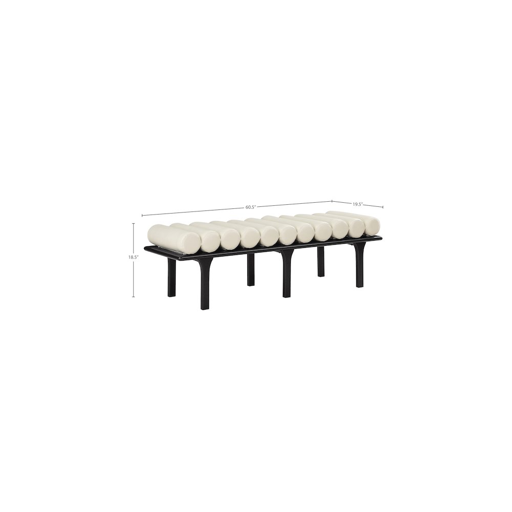 Landon Cream Vegan Leather Bench. Picture 8
