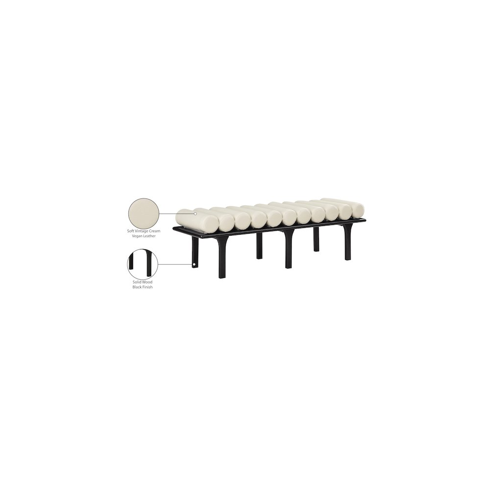 Landon Cream Vegan Leather Bench. Picture 9