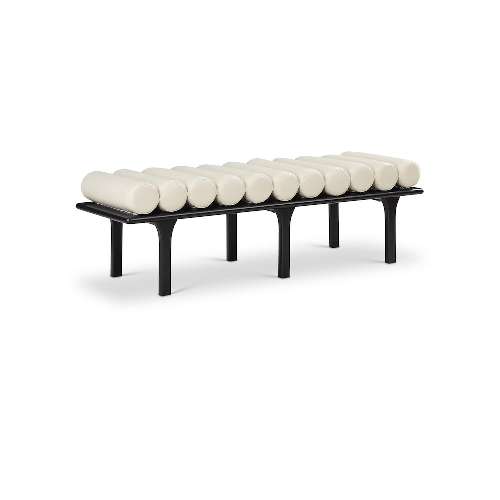 Landon Cream Vegan Leather Bench. Picture 1