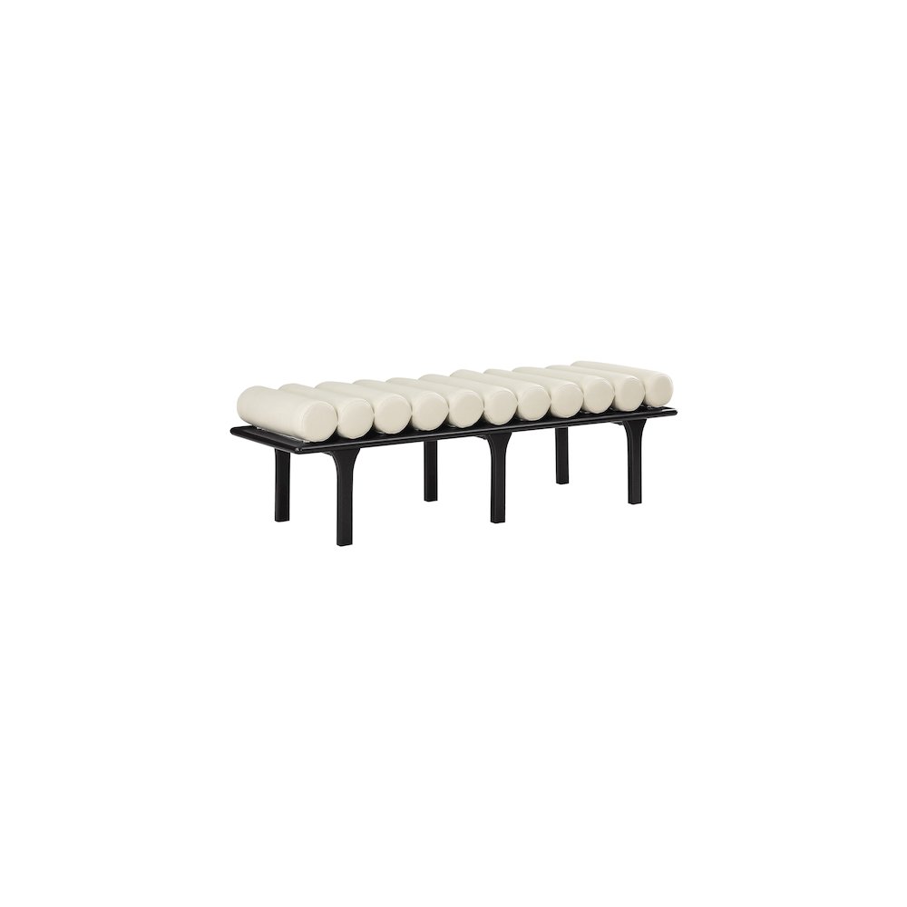 Landon Cream Vegan Leather Bench. Picture 3