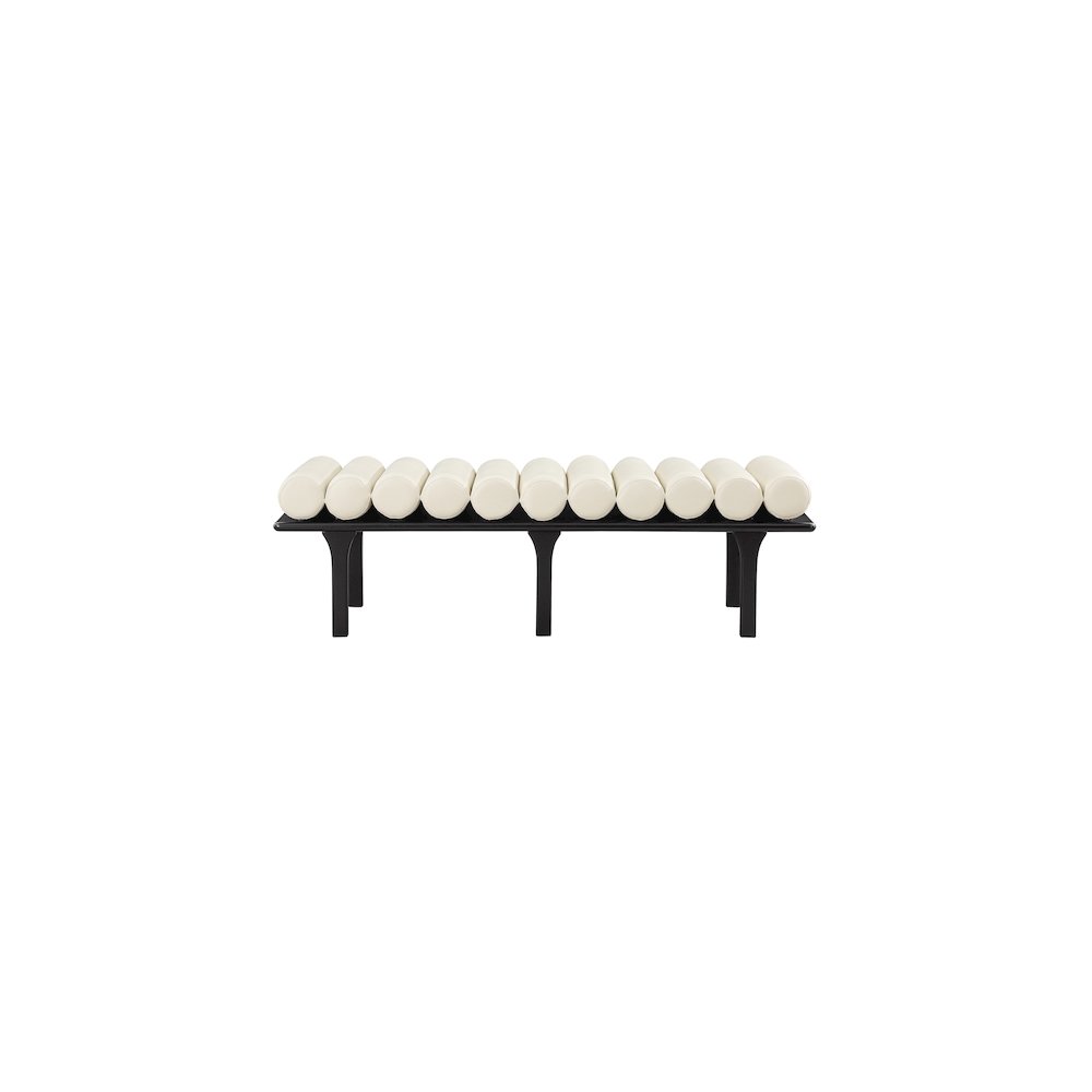 Landon Cream Vegan Leather Bench. Picture 4