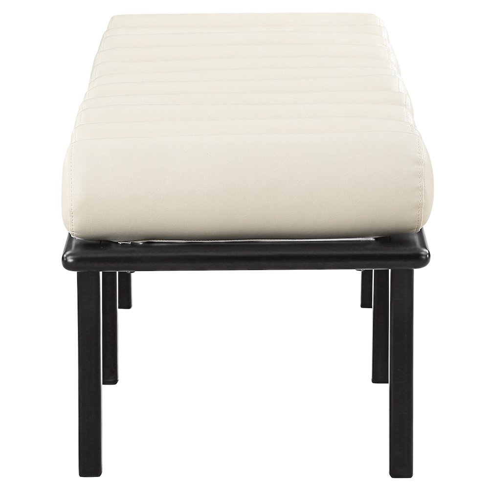 Landon Cream Vegan Leather Bench. Picture 5