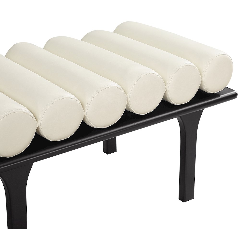 Landon Cream Vegan Leather Bench. Picture 6