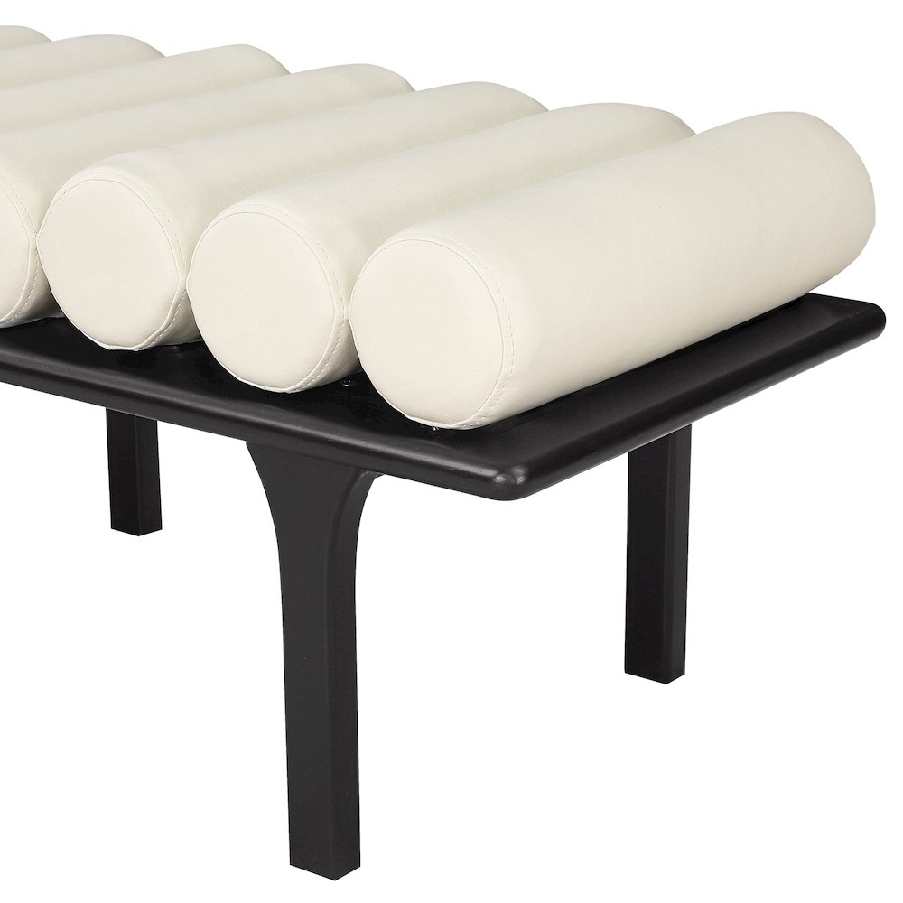 Landon Cream Vegan Leather Bench. Picture 7