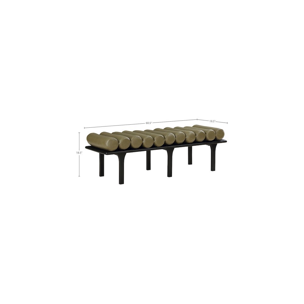 Landon Olive Green Vegan Leather Bench. Picture 8