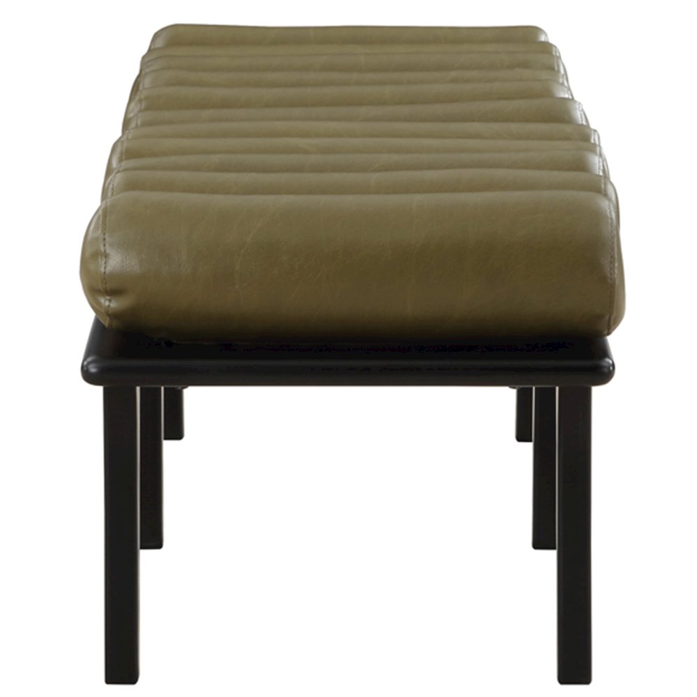 Landon Olive Green Vegan Leather Bench. Picture 5