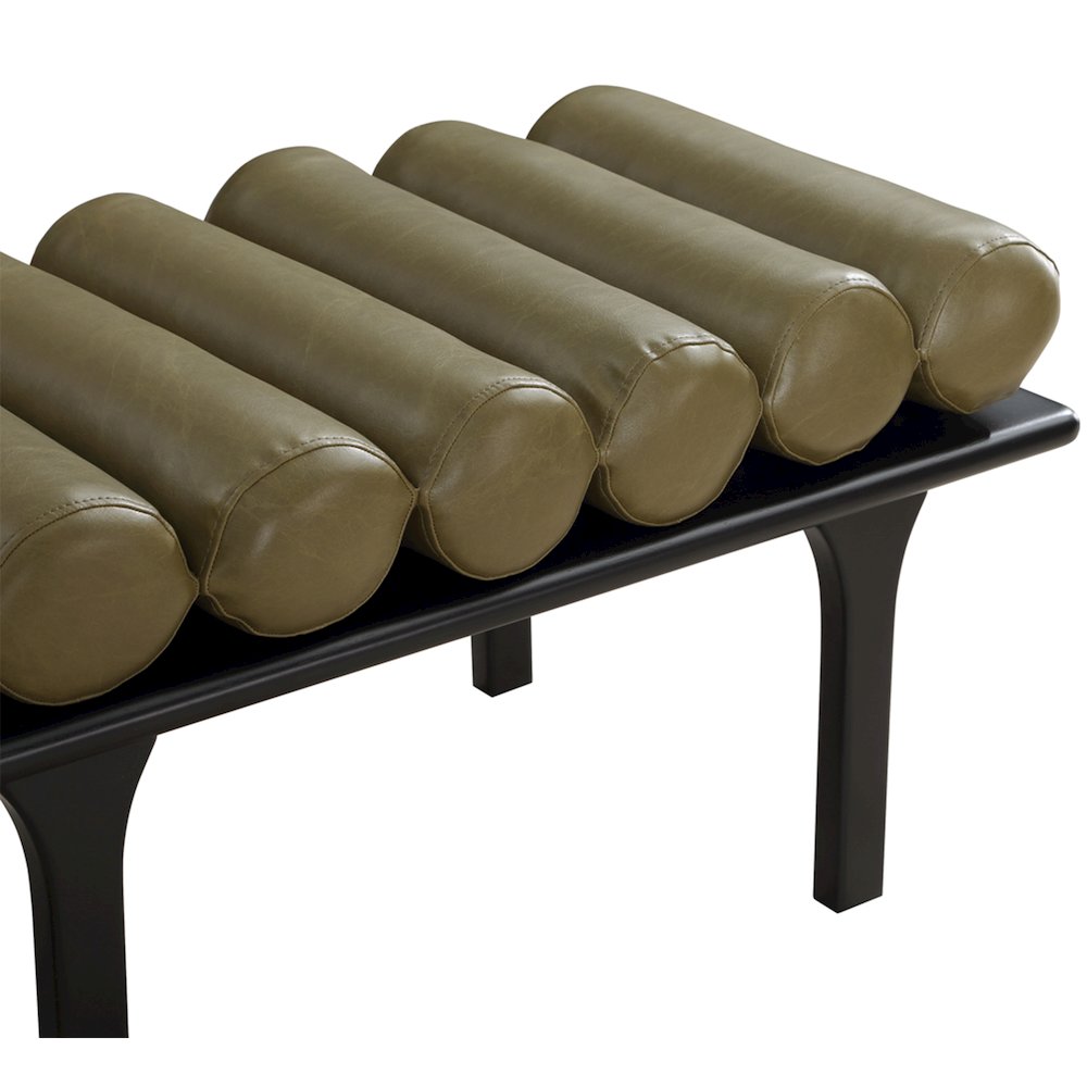 Landon Olive Green Vegan Leather Bench. Picture 6