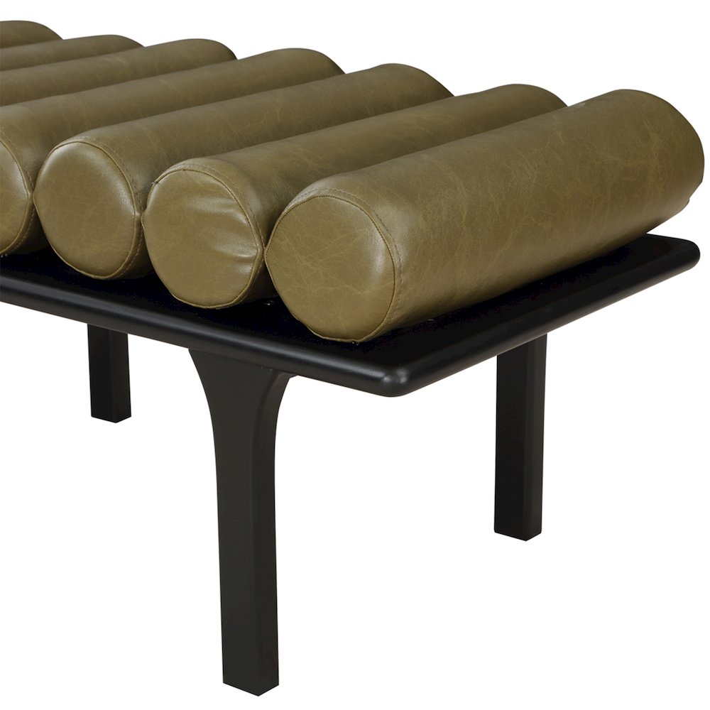 Landon Olive Green Vegan Leather Bench. Picture 7