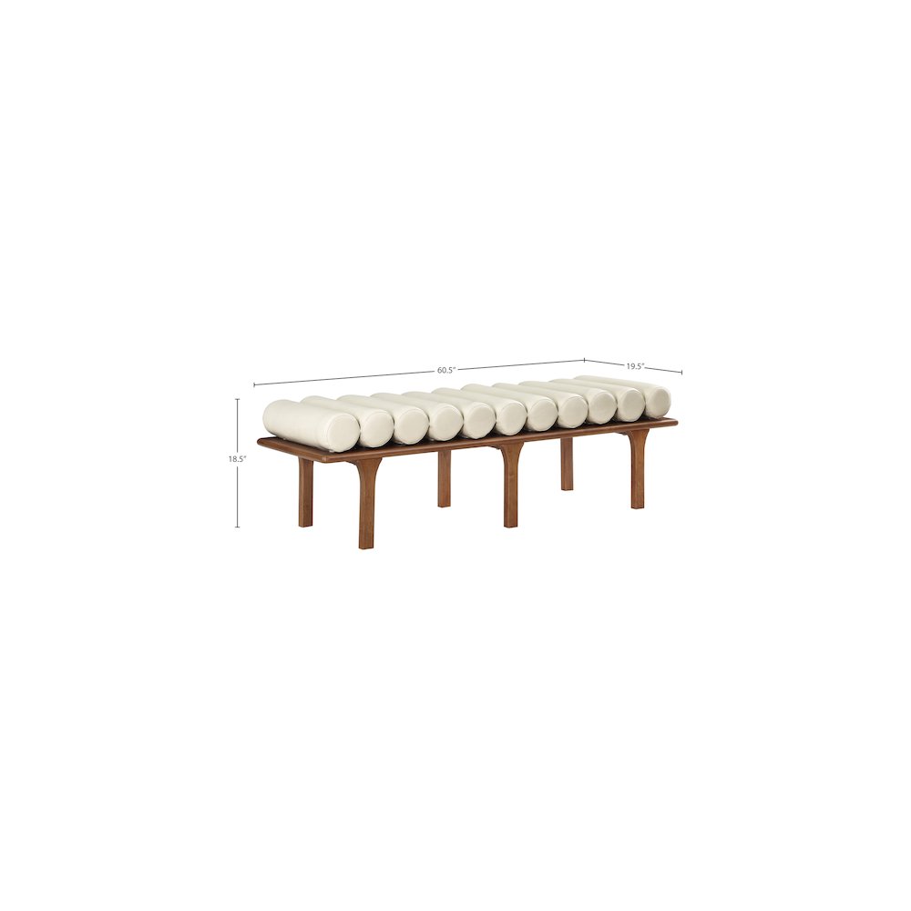 Landon Cream Vegan Leather Bench. Picture 8