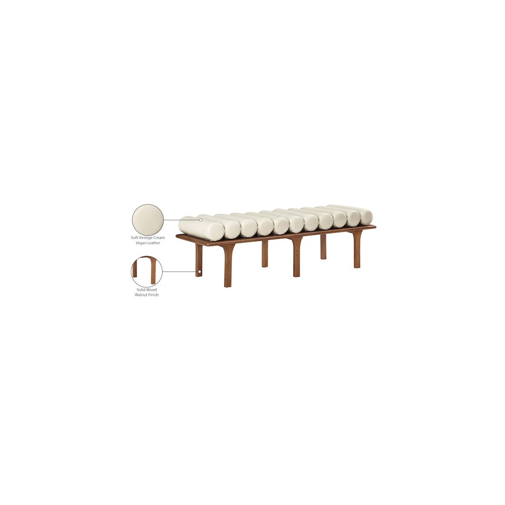 Landon Cream Vegan Leather Bench. Picture 9