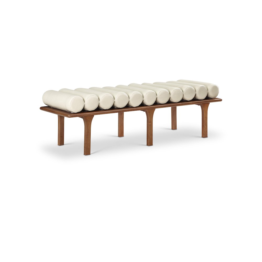 Landon Cream Vegan Leather Bench. Picture 1