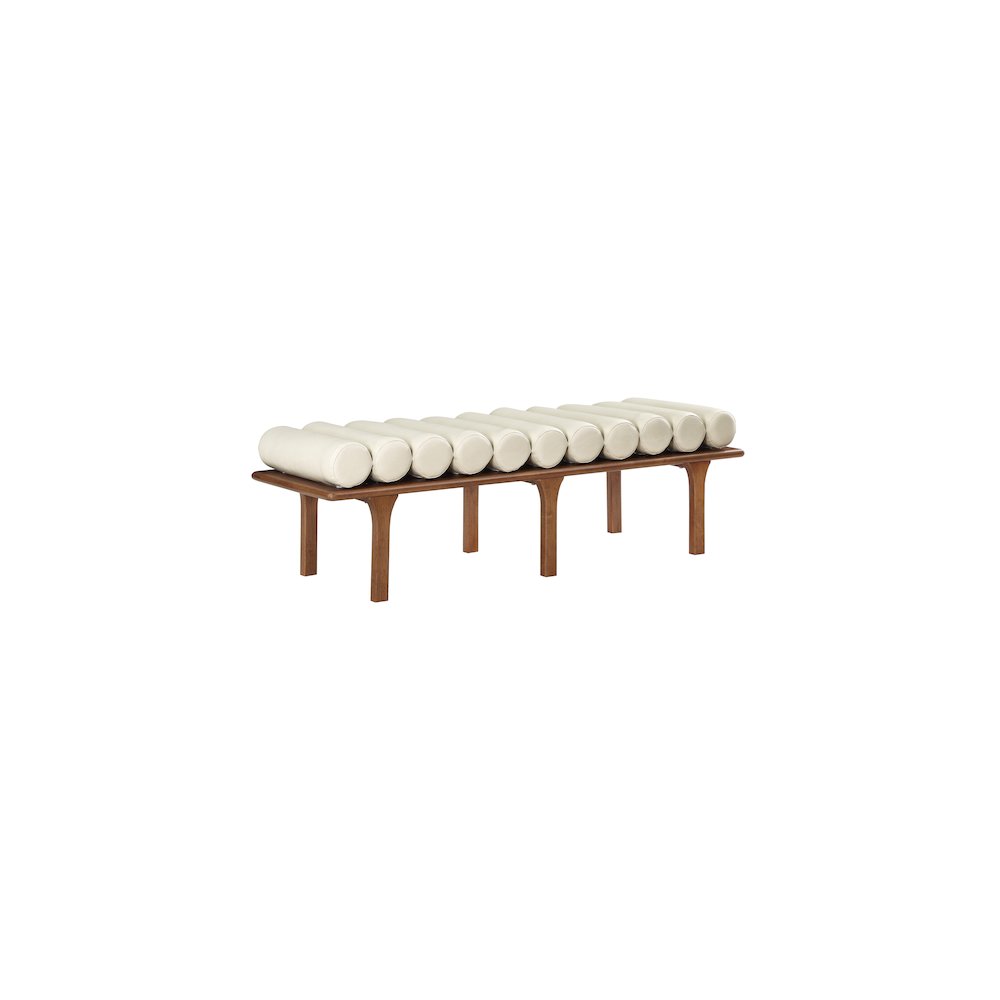 Landon Cream Vegan Leather Bench. Picture 3