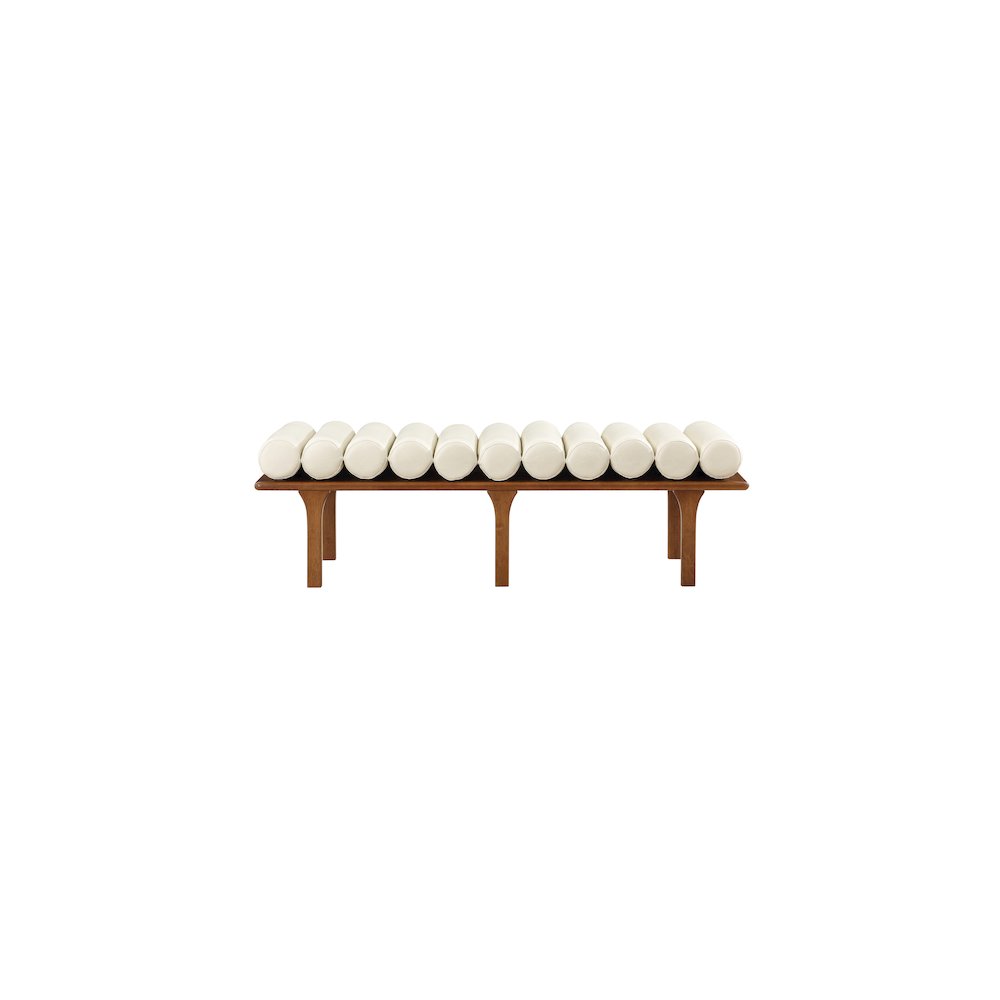 Landon Cream Vegan Leather Bench. Picture 4