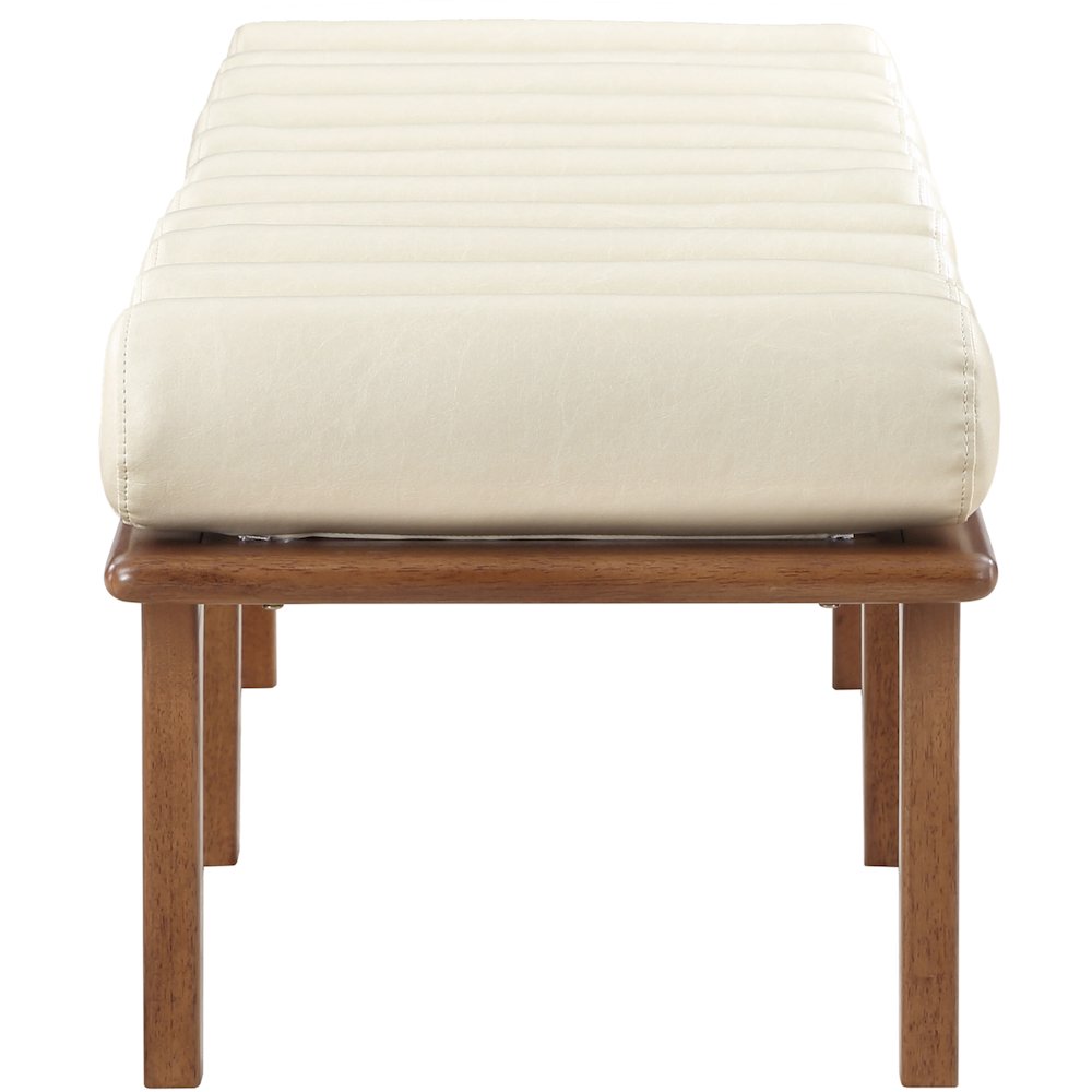 Landon Cream Vegan Leather Bench. Picture 5