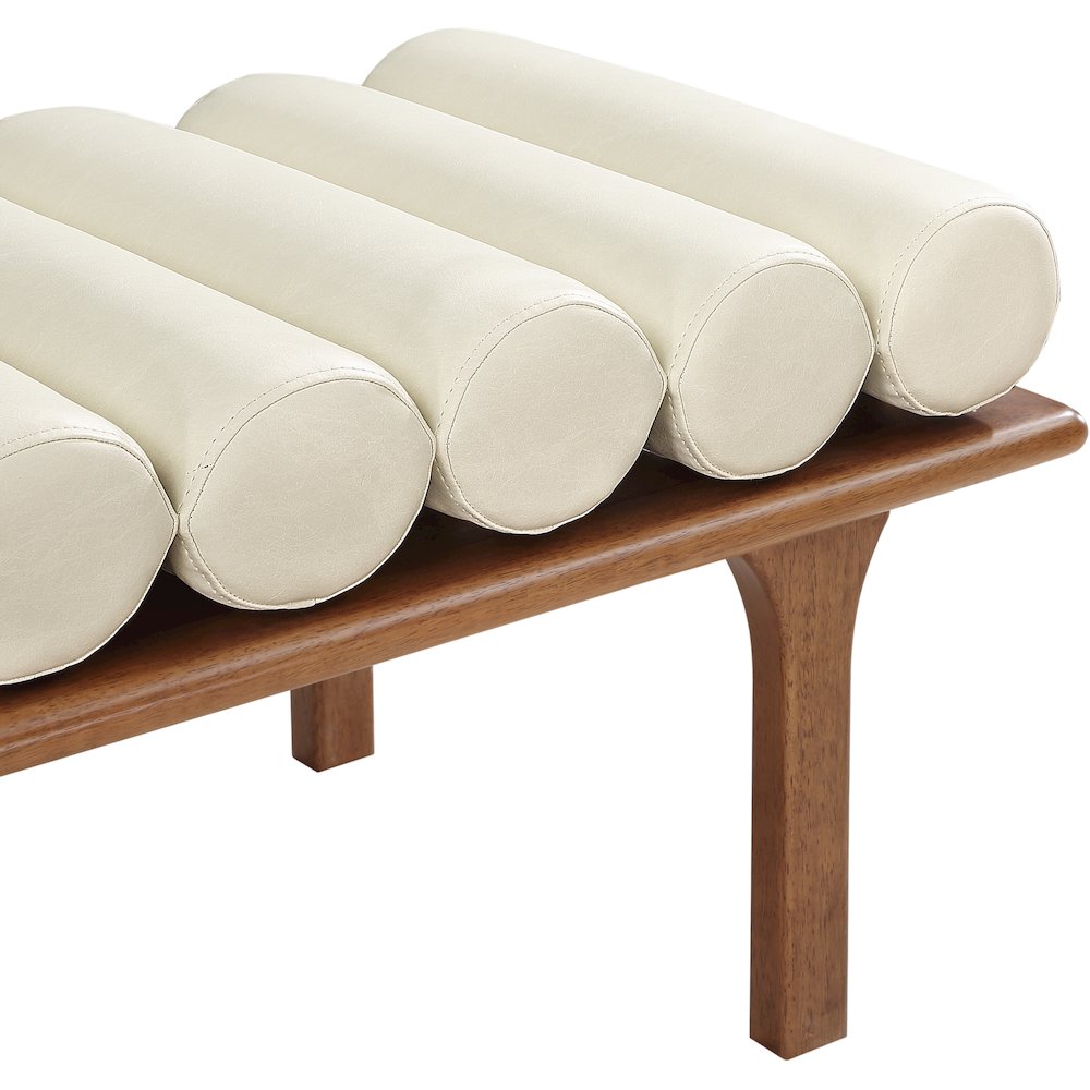 Landon Cream Vegan Leather Bench. Picture 6