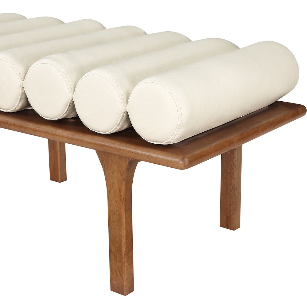 Landon Cream Vegan Leather Bench. Picture 7