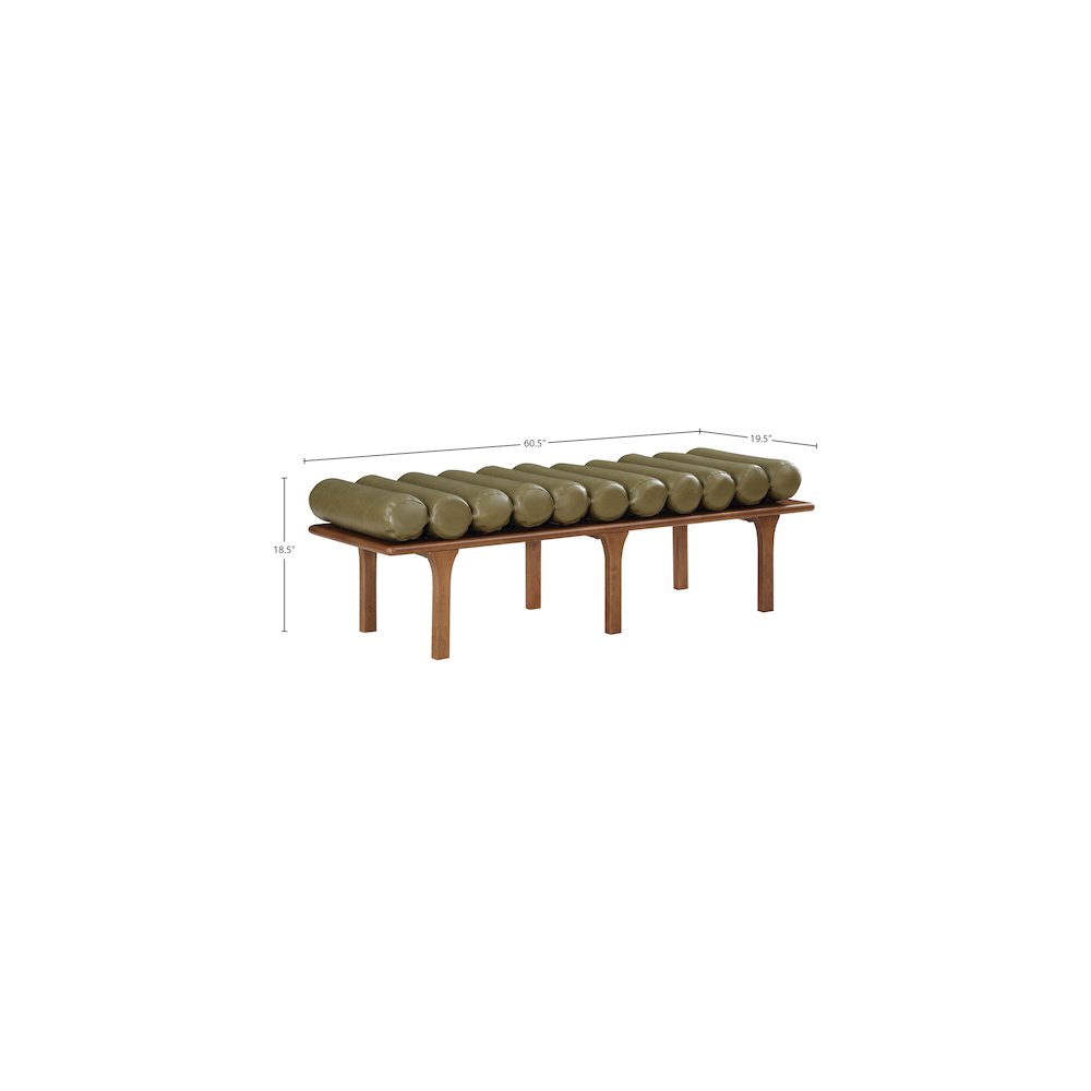 Landon Olive Green Vegan Leather Bench. Picture 8
