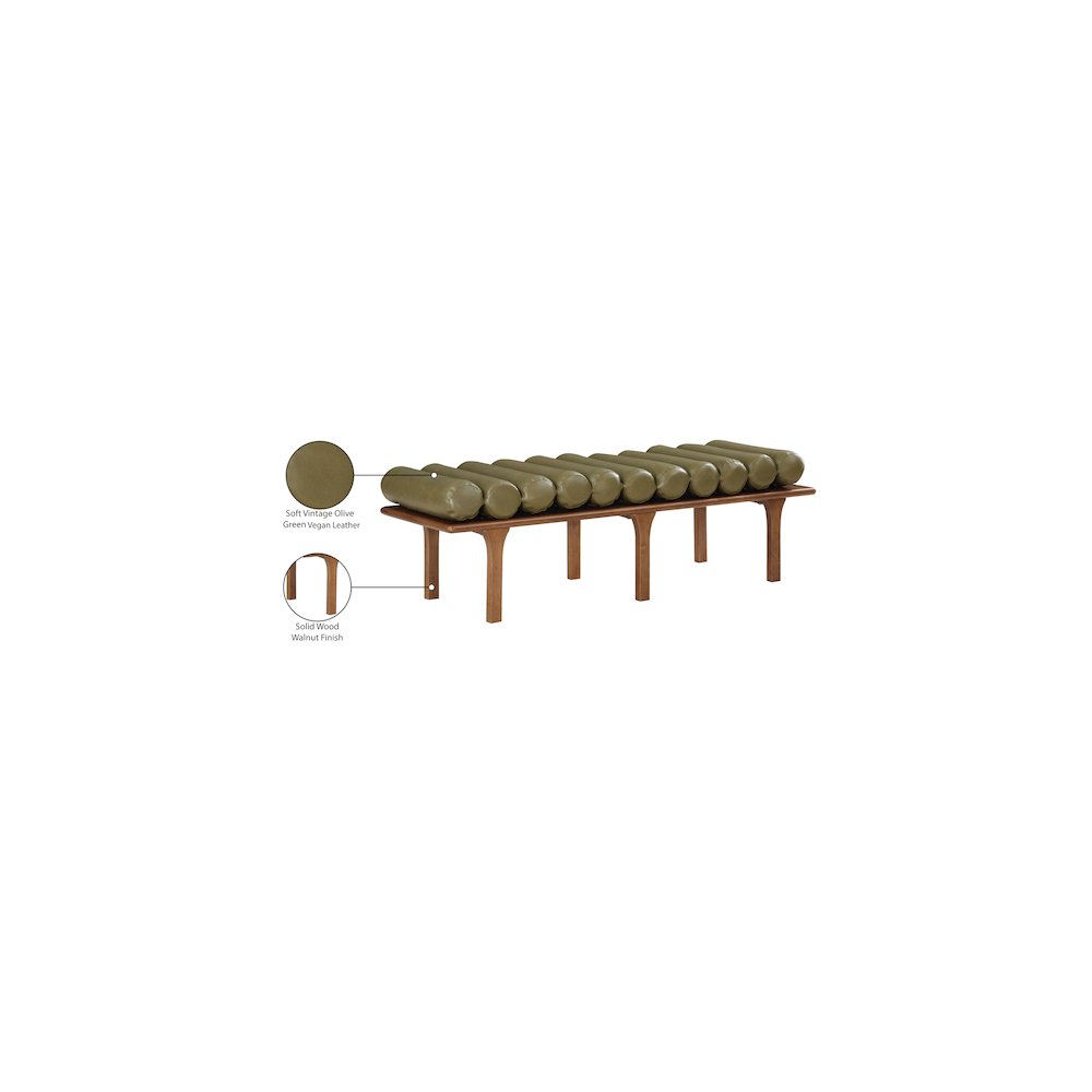 Landon Olive Green Vegan Leather Bench. Picture 9