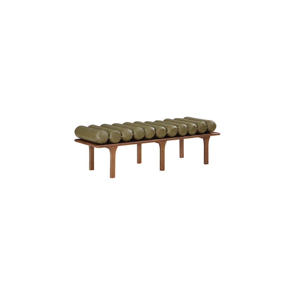 Landon Olive Green Vegan Leather Bench. Picture 3