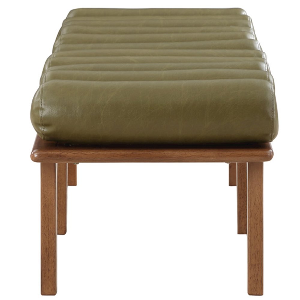 Landon Olive Green Vegan Leather Bench. Picture 5