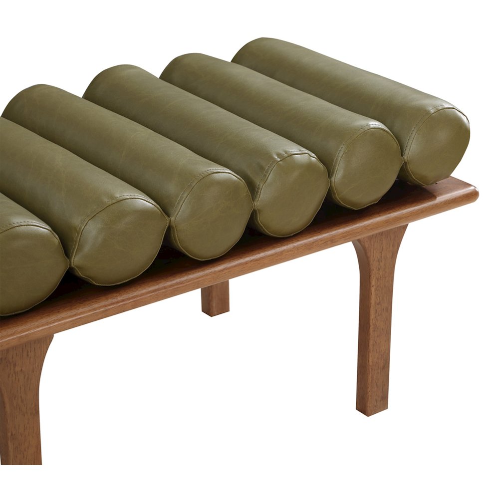 Landon Olive Green Vegan Leather Bench. Picture 6