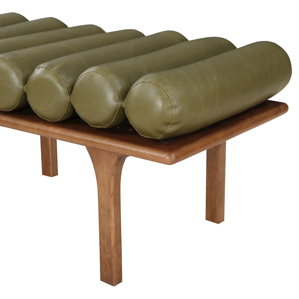 Landon Olive Green Vegan Leather Bench. Picture 7