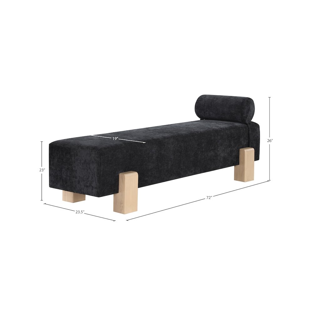 Edison Black Chenille Fabric Bench. Picture 9