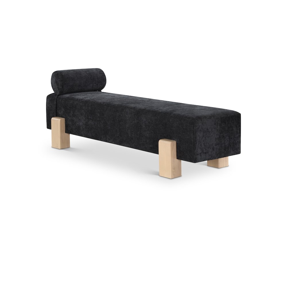 Edison Black Chenille Fabric Bench. Picture 1