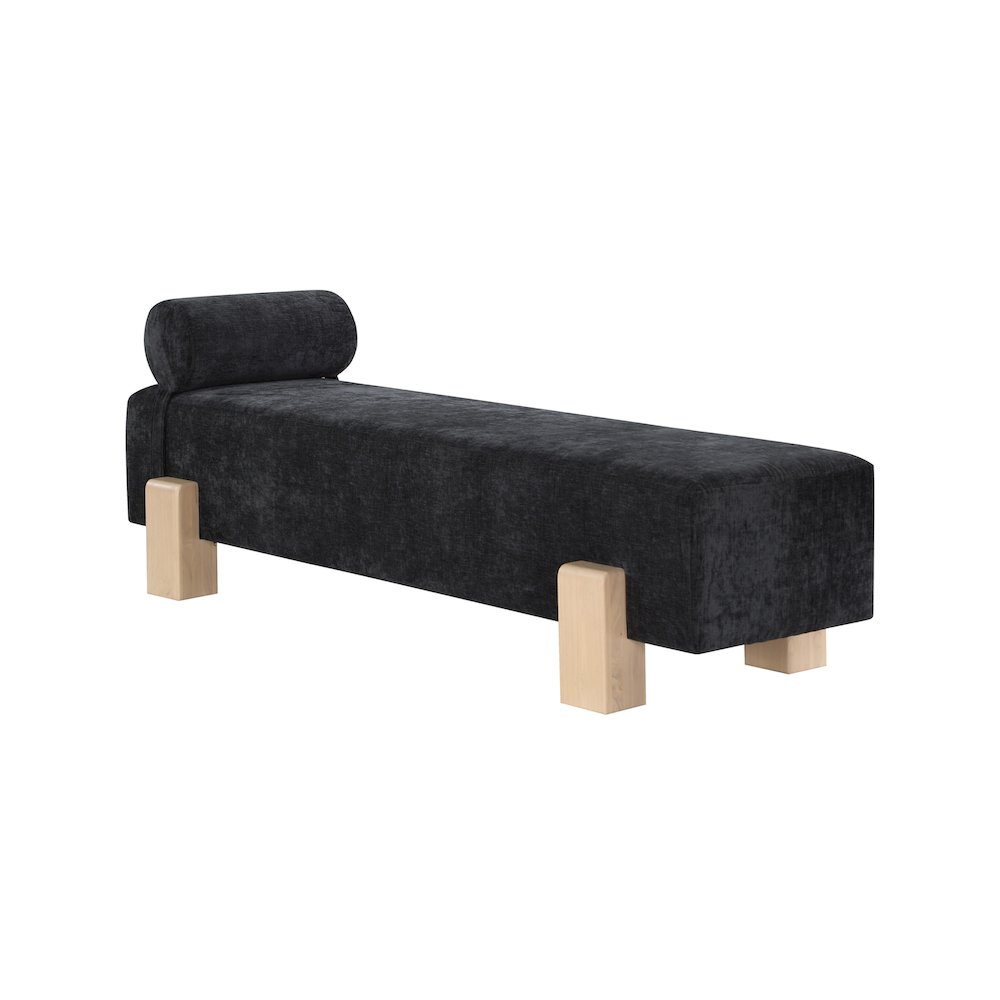 Edison Black Chenille Fabric Bench. Picture 3