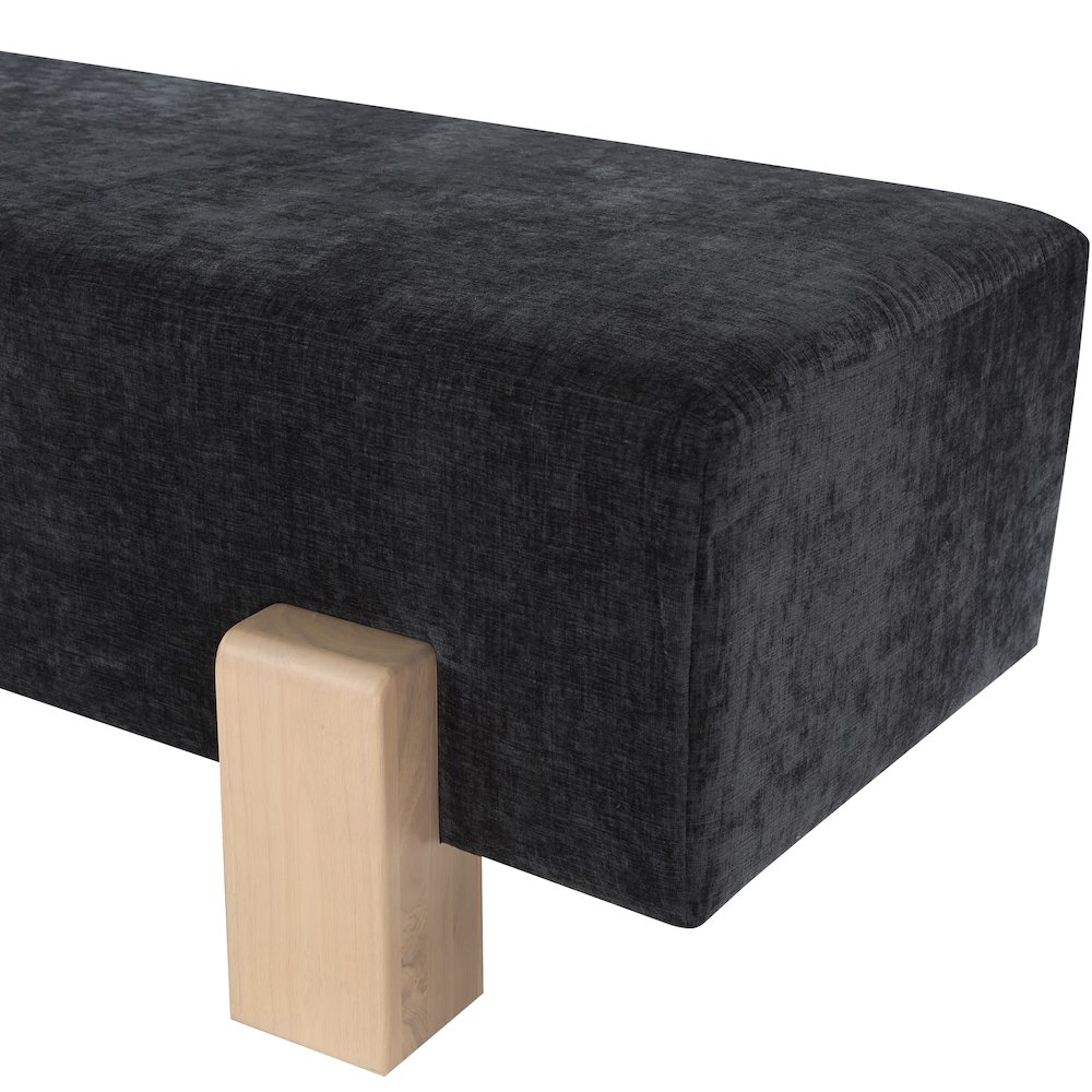 Edison Black Chenille Fabric Bench. Picture 6