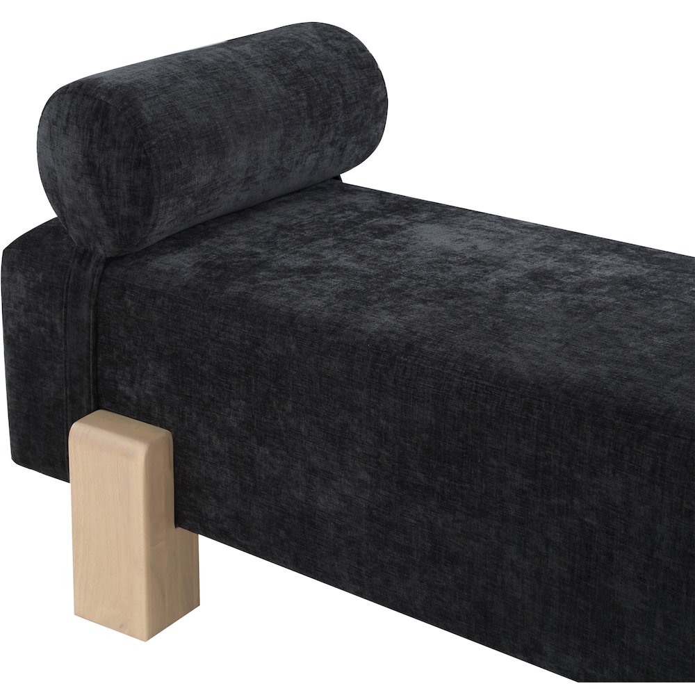 Edison Black Chenille Fabric Bench. Picture 7