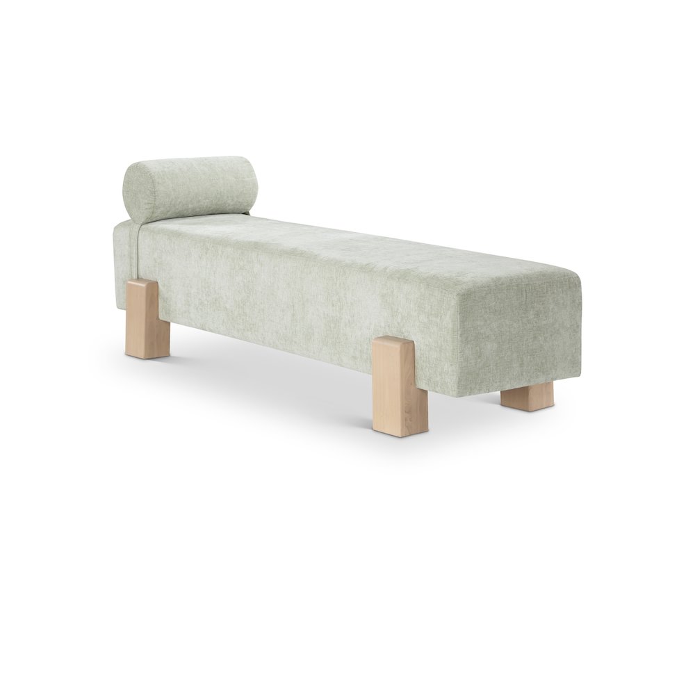 Edison Mint Green Chenille Fabric Bench. Picture 1