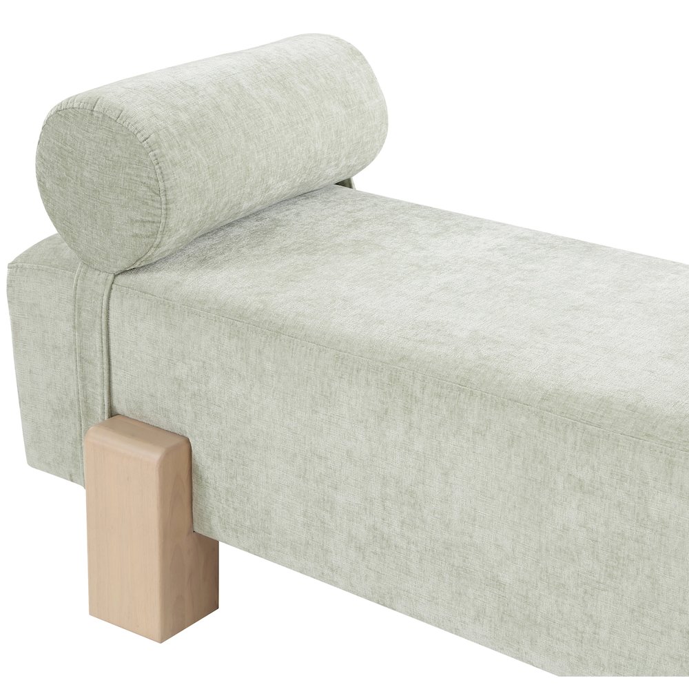 Edison Mint Green Chenille Fabric Bench. Picture 7
