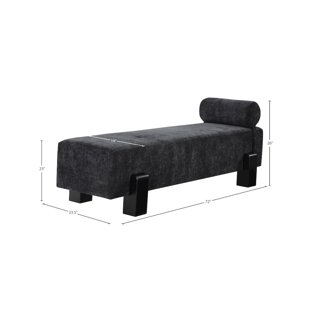 Edison Black Chenille Fabric Bench. Picture 9