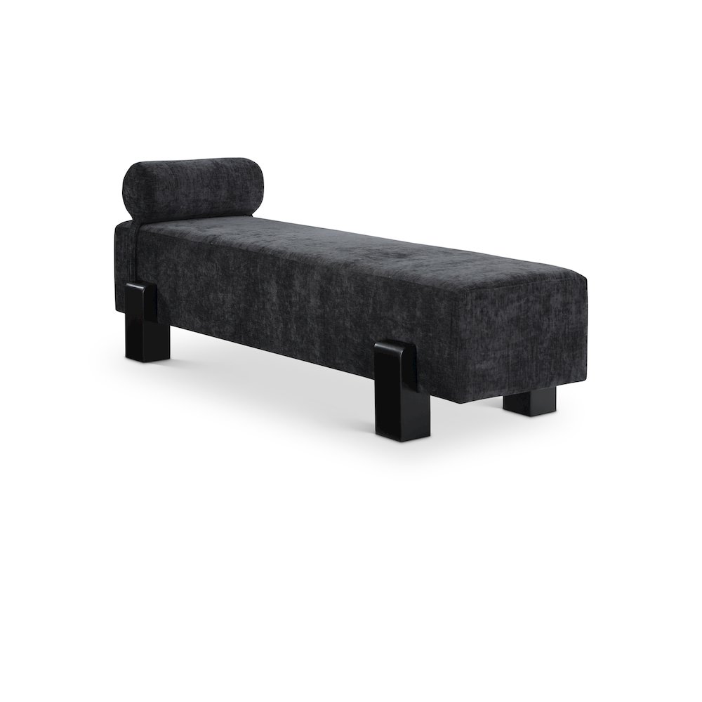 Edison Black Chenille Fabric Bench. Picture 1
