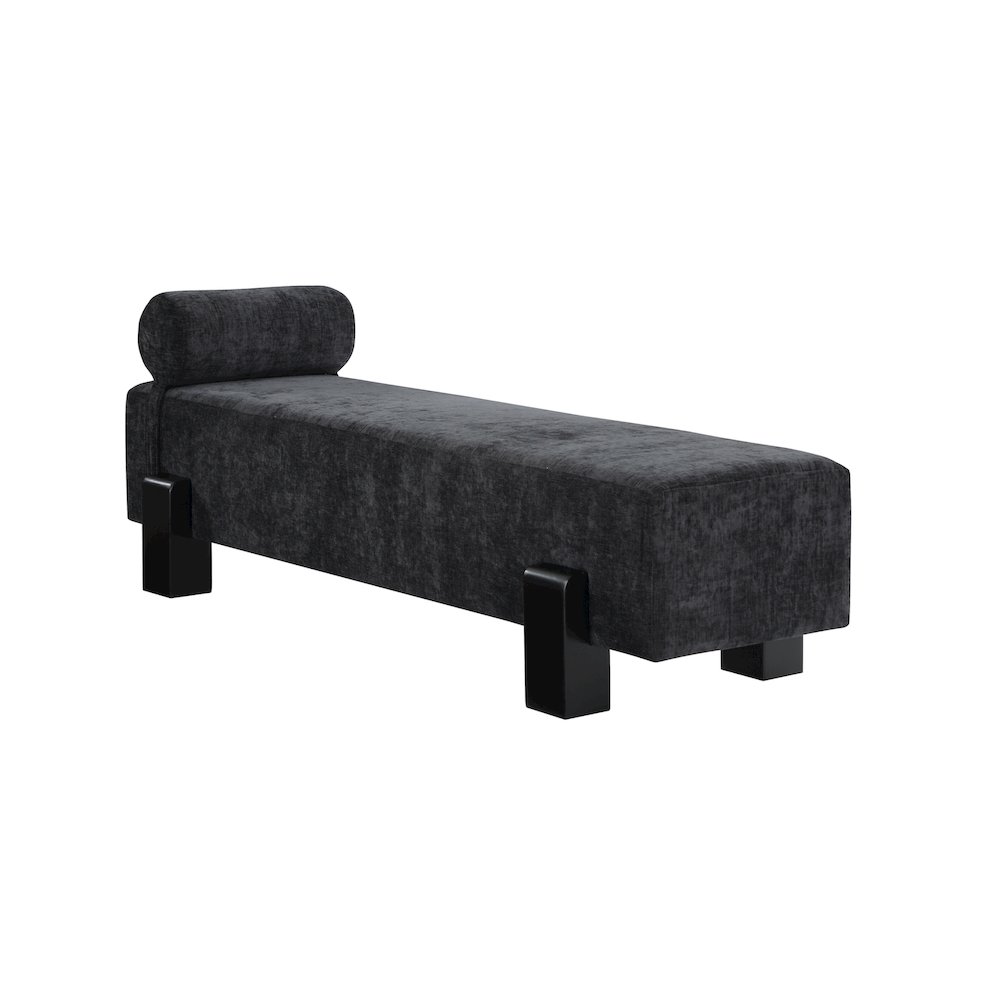 Edison Black Chenille Fabric Bench. Picture 3