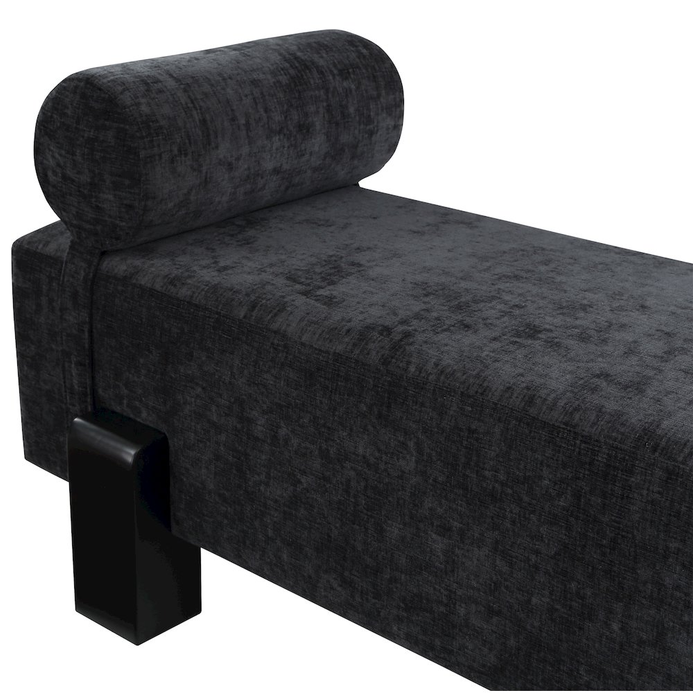 Edison Black Chenille Fabric Bench. Picture 7