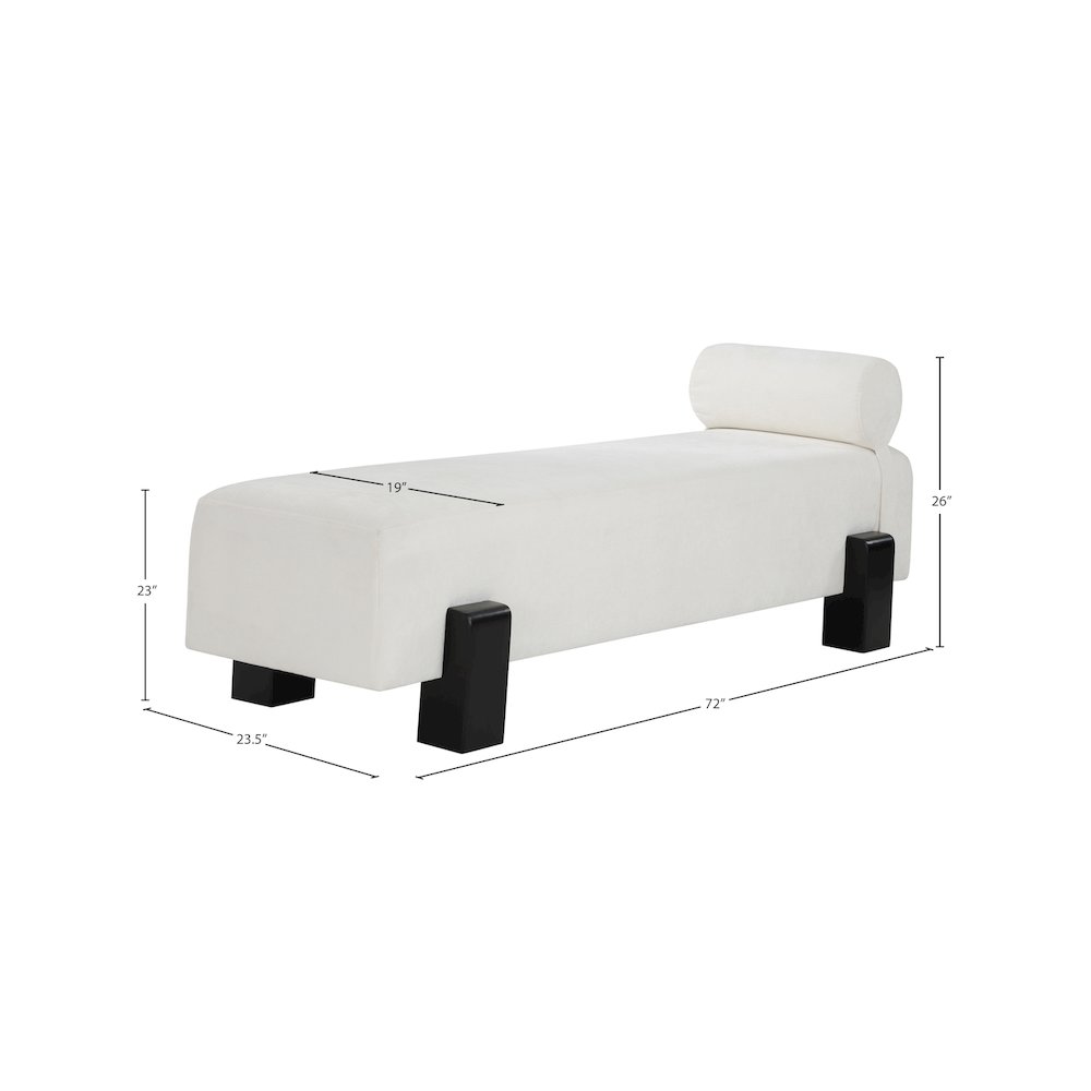 Edison Cream Chenille Fabric Bench. Picture 9