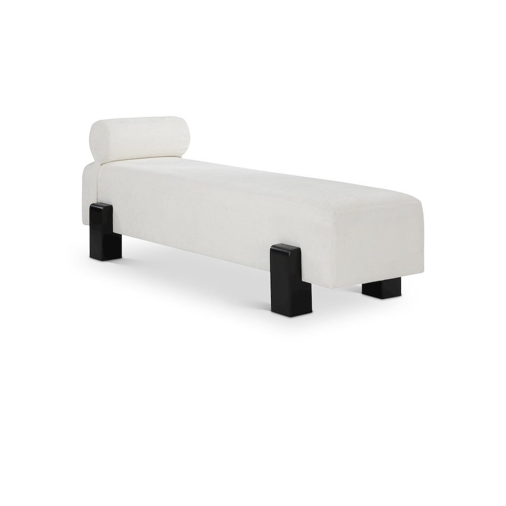Edison Cream Chenille Fabric Bench. Picture 1