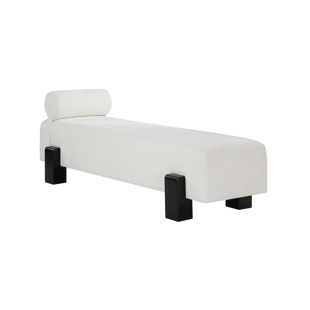 Edison Cream Chenille Fabric Bench. Picture 3