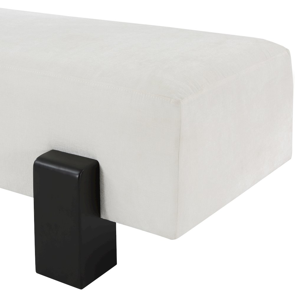 Edison Cream Chenille Fabric Bench. Picture 6