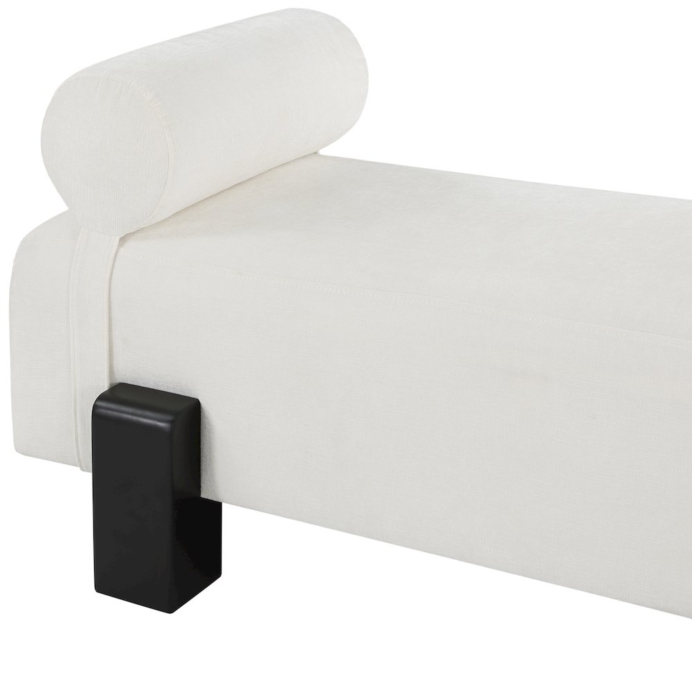 Edison Cream Chenille Fabric Bench. Picture 7