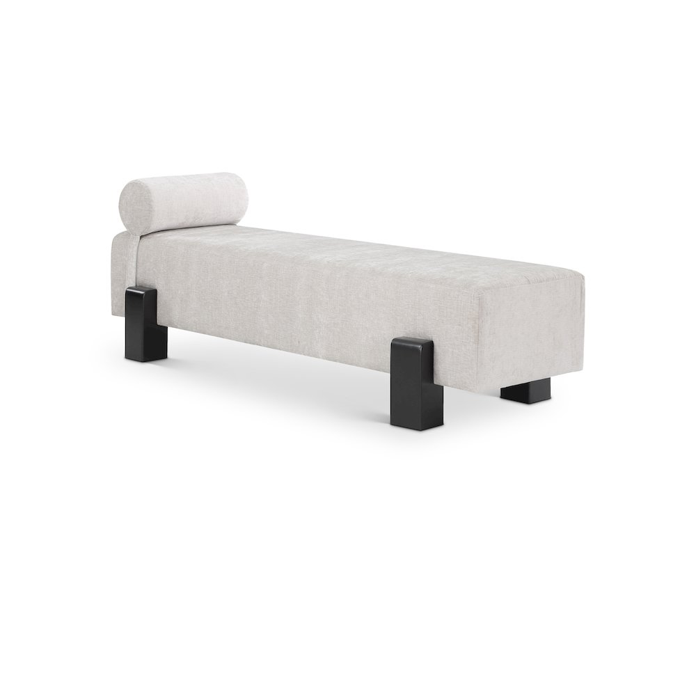 Edison Light Grey Chenille Fabric Bench. Picture 1