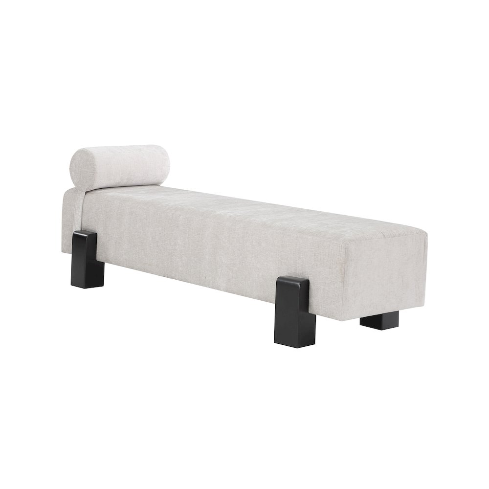 Edison Light Grey Chenille Fabric Bench. Picture 3