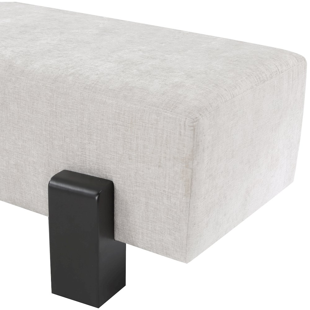 Edison Light Grey Chenille Fabric Bench. Picture 6