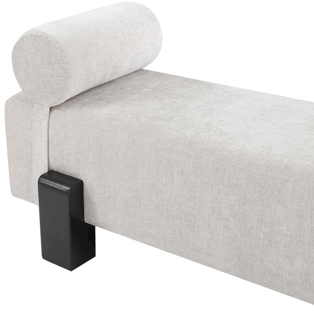 Edison Light Grey Chenille Fabric Bench. Picture 7